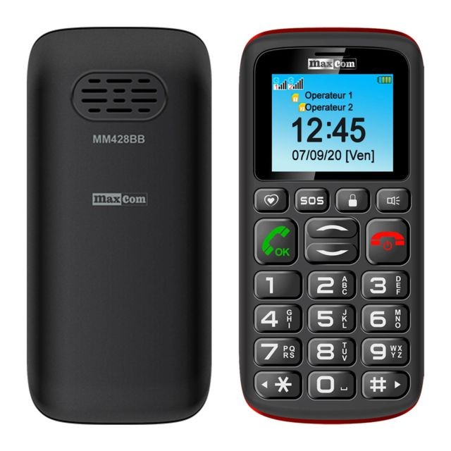 Maxcom - Téléphone Senior Double sim 4 touches raccourci Bouton SOS MM428 Maxcom Noir - Smartphone Android