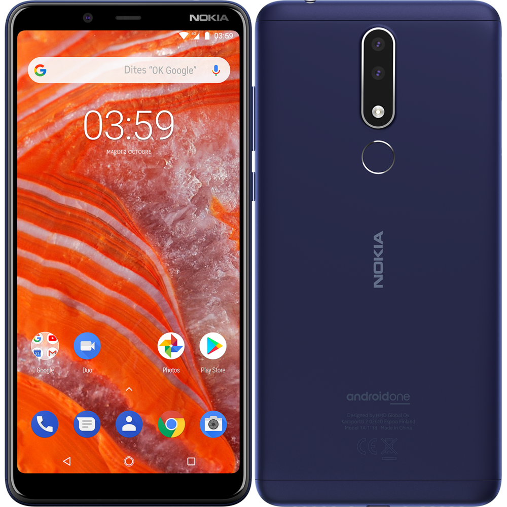Smartphone Android Nokia 3.1 Plus - Bleu