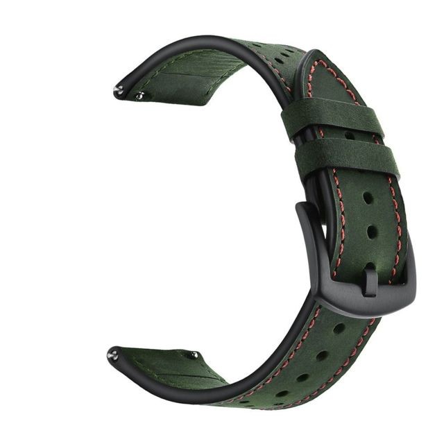 Bracelet connecté Bracelet pour montre connectée de sport en cuir à œillets Samsung Galaxy Watch Active 20 mm vert armée