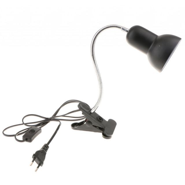 marque generique Support De Lampe De Reptile Flexible E27 Ampoule Support De Lampe De Table Eu Plug Noir