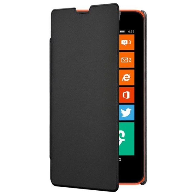 Sacoche, Housse et Sac à dos pour ordinateur portable Kabiloo Etui rabat latéral folio pour Nokia Lumia 635 et Lumia 630 coloris noir