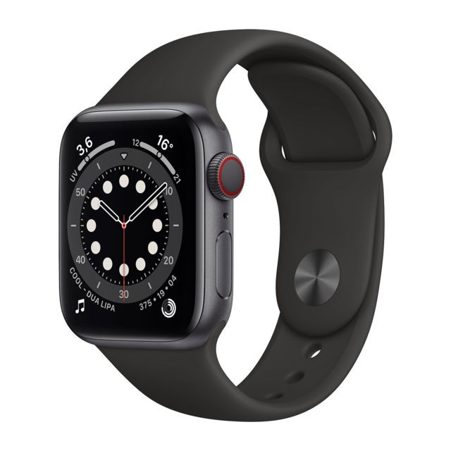 Apple - Watch Series 6 - GPS+Cellular - 40 - Alu Gris Sidéral / Bracelet Sport Black - Regular Apple  - Apple Watch Gps + cellular