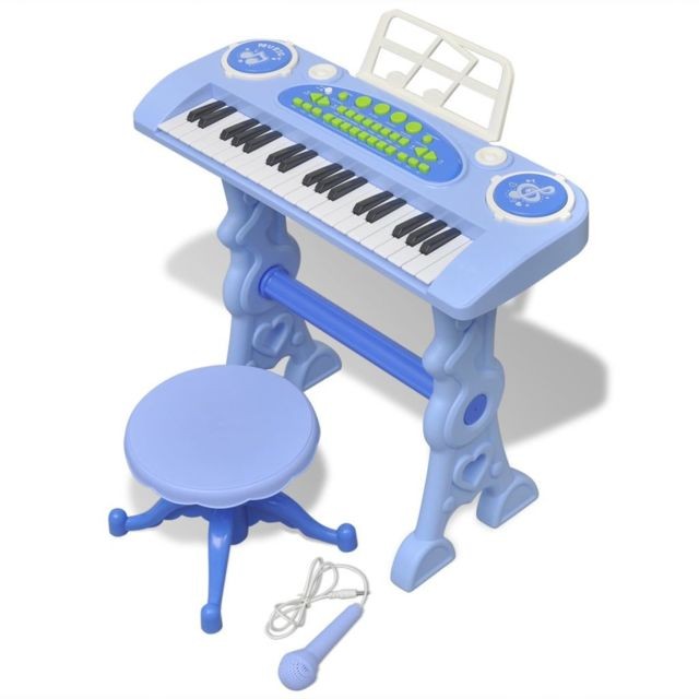 Vidaxl - Piano avec 37 touches et tabouret/microphone jouet pour enfants Bleu | Bleu - Claviers