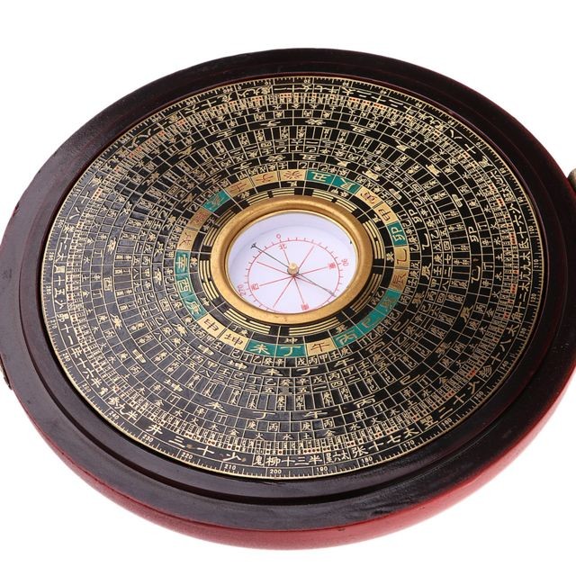 marque generique 5 pouces Vintage Feng Shui Luo Pan boussole géomantique antique avec étui en bois