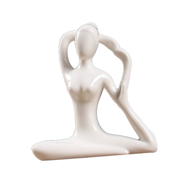 Objets déco En céramique yoga figure ornement statue sculpture zen jardin accueil bureau décor 07