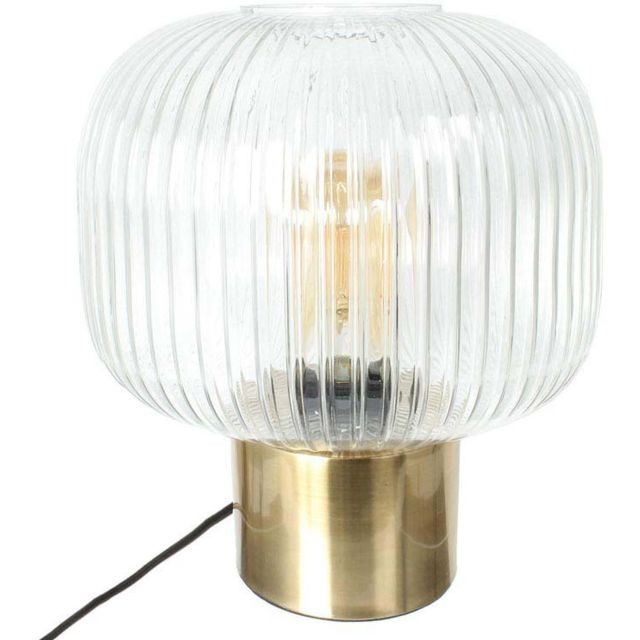Home Deco Light - Lampe à poser en verre et métal doré vintage - Lampes à poser