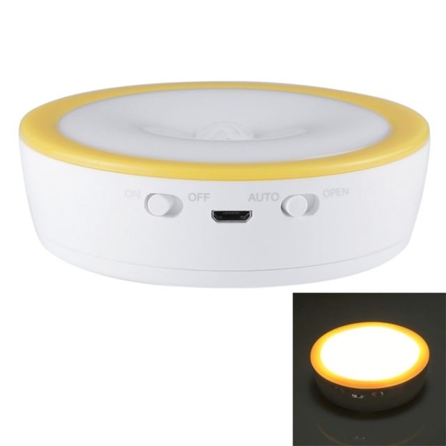 Wewoo - LED détecteur de mouvement jaune 1W 4000K USB charge PIR capteur lumière de nuit lampe de secours Cabinet de lumière, Distance du capteur: environ 3m, DC 4.5V - Wewoo