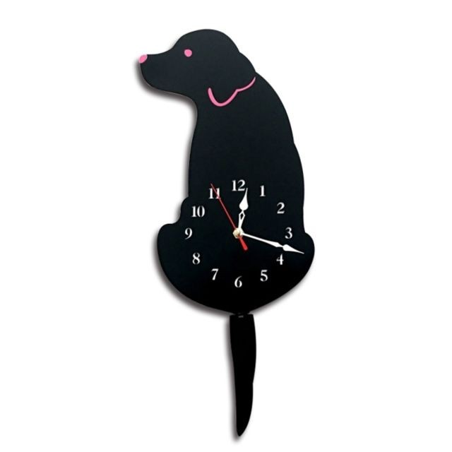 Wewoo - Horloge murale Bureau à domicile Décoration de chambre à coucher en forme chien à piles avec queue pivotante, taille: 42 x 18 cm (noir) Wewoo  - Bonnes affaires Décoration