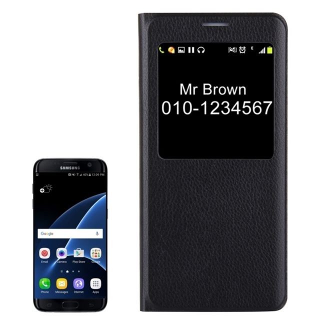 Wewoo - Housse Étui noir pour Samsung Galaxy S7 / G930 Litchi Texture en cuir flip horizontal avec ID d'affichage d'appel Wewoo  - Coque, étui smartphone