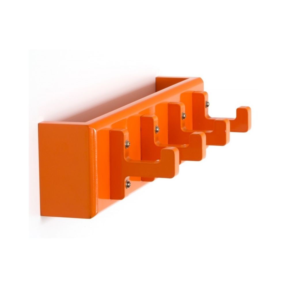 Decoshop26 Porte-clés mural polyvalent 4 crochets étagère orange 40x10x13cm DIV06004