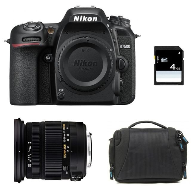 Nikon - PACK NIKON D7500 + SIGMA 17-50 DC OS EX HSM + Sac + Carte SD 4Go Nikon  - Sigma 17 50