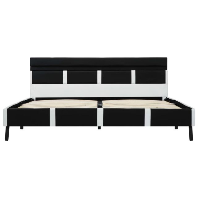 Cadres de lit vidaXL Cadre de lit avec LED Noir Similicuir 140 x 200 cm