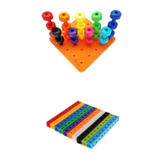 Jeux éducatifs marque generique 100x Mathlink Cube Math Learning + Pegboard Sorting Stacking Toys Skills