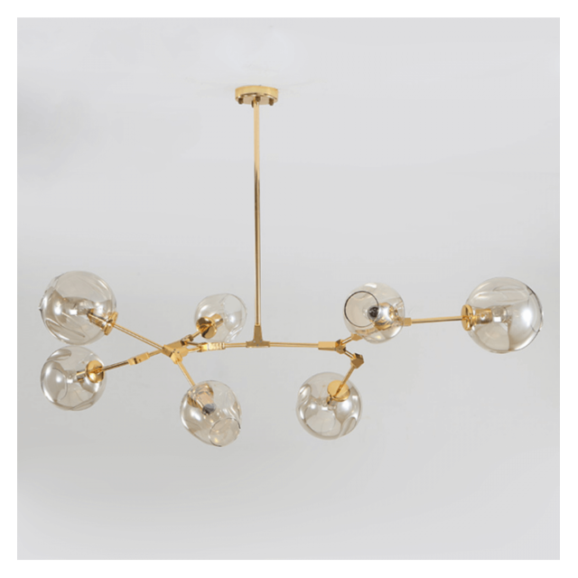 Suspensions, lustres Lustre suspension dorée style floral 7 boules - Ofélia