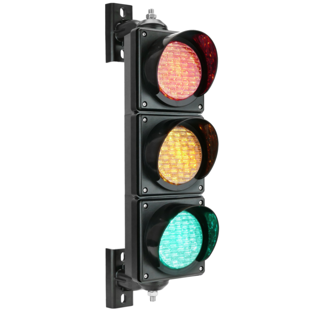 Primematik - Feu de circulation pour intérieur et extérieur IP65 3 x 100mm 12-24V avec LEDs vert orangé et rouge - Carte SD