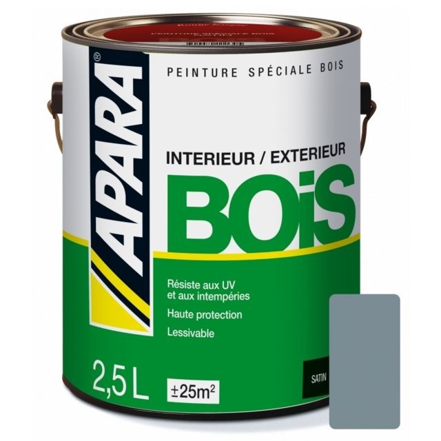 Apara - Peinture BOIS SATIN-2.5 litres-Gris (RAL 7001) - Peinture & enduit rénovation