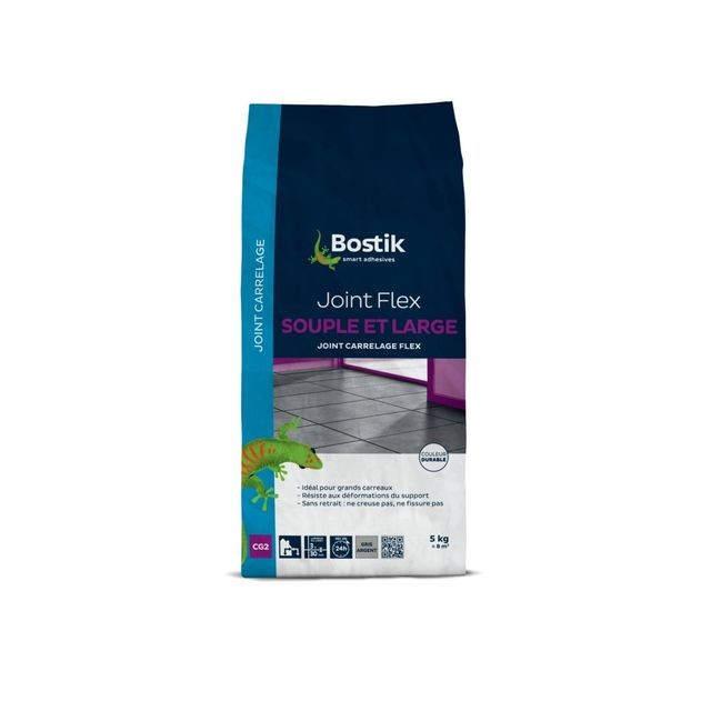 Bostik - Joint de carrelage flex souple et large gris ciment Bostik 5 kg - Produits de mise en oeuvre