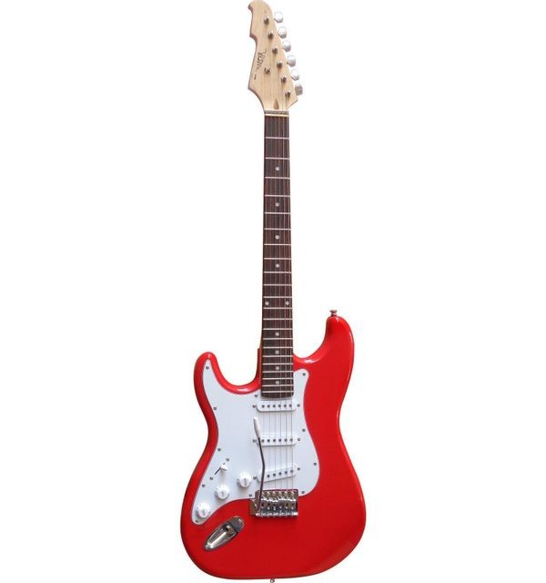Guitares électriques Vision Guitare Electrique Strato Rouge pour Gaucher Avec Vibrato Et Câble