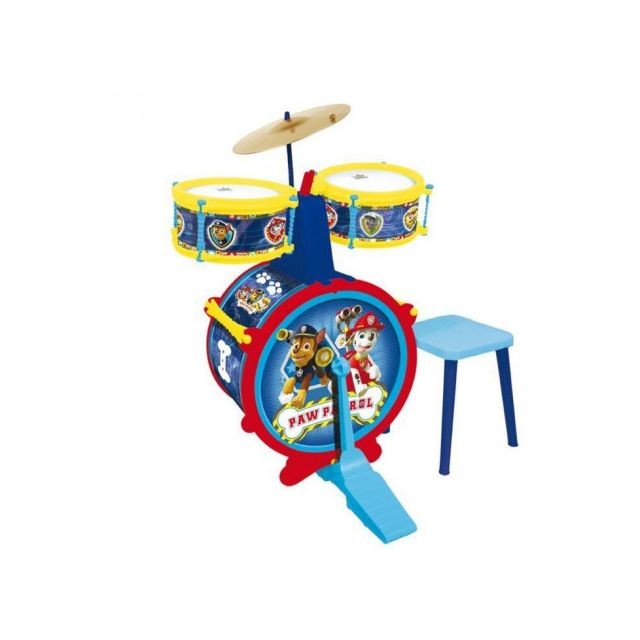 Reig - PAT PATROUILLE Batterie (Grosse caisse, deux tambours, cymbale, pedale, baguettes et tabouret) Reig  - Aspirateur, nettoyeur Reig
