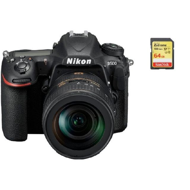 Reflex Grand Public Nikon NIKON D500 KIT AF-S 16-80MM F2.8-4E ED VR + 64GB SD card