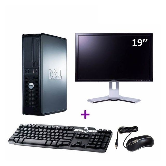 Dell - Lot PC DELL Optiplex 380 DT Core 2 Duo E7500 2,93Ghz 2Go 500Go W7 pro + Ecran 19 - Windows 11
