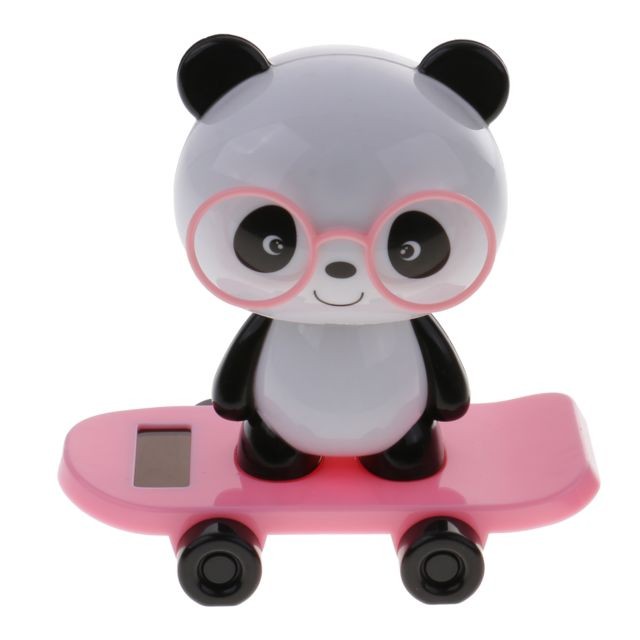 marque generique - Cute Solar Powered Skateboard Glasses Shaking Head Panda Doll Toy Pink marque generique  - Deco glass