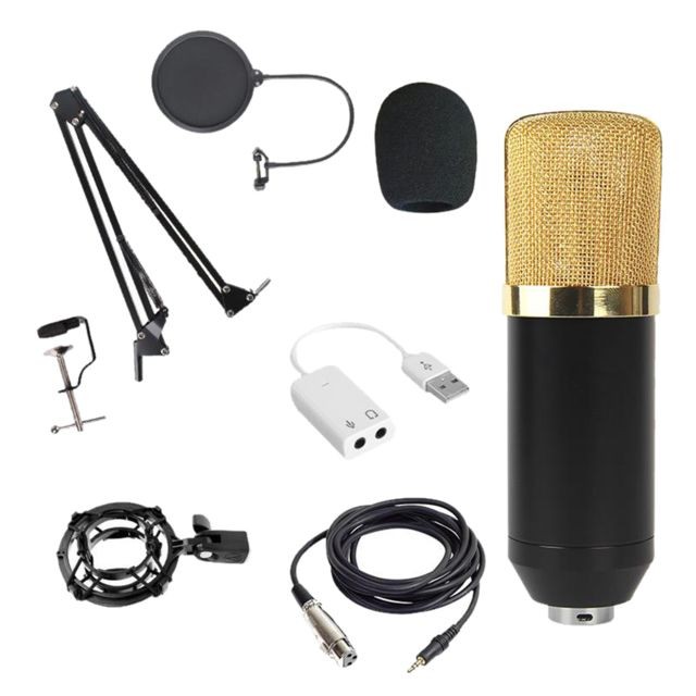 marque generique - Kit Microphone à Condensateur Pour Enregistrement Studio Golden A Avec Carte Son - Microphones