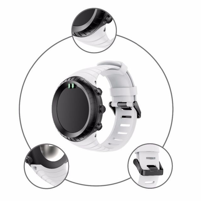 marque generique - Bracelet en silicone blanc pour votre Suunto Core marque generique - Accessoires bracelet connecté marque generique
