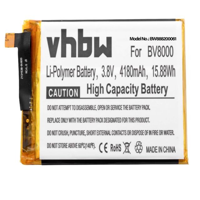 Vhbw - vhbw Li-Polymère batterie 4180mAh (3.8V) pour téléphone portable mobil smartphone Blackview BV8000, BV8000 Pro - Batterie téléphone