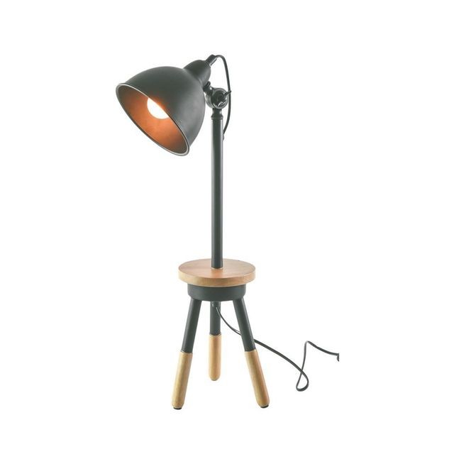 Lampes à poser Zons Lampe à poser en bois gris avec plateau