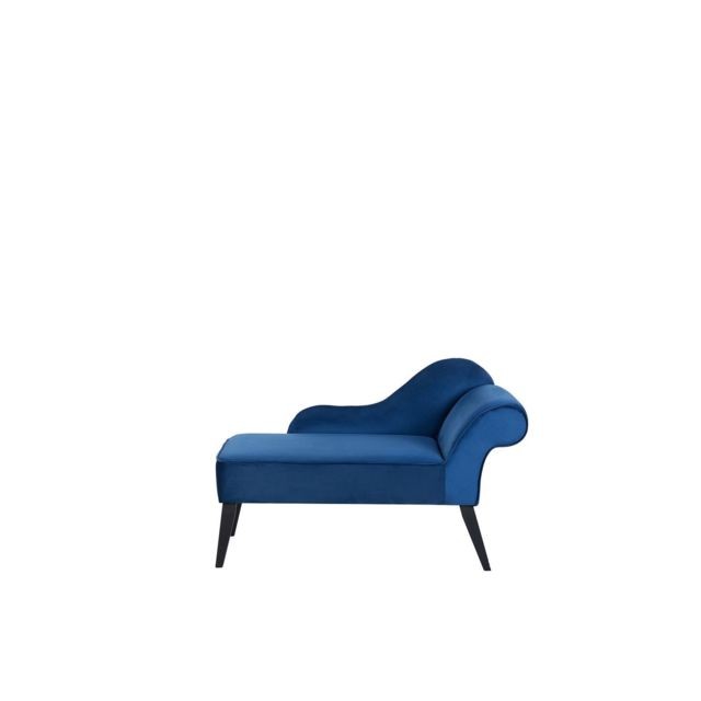 Beliani - Beliani Mini chaise longue en velours bleu côté droit BIARRITZ - bleu Beliani   - Biarritz