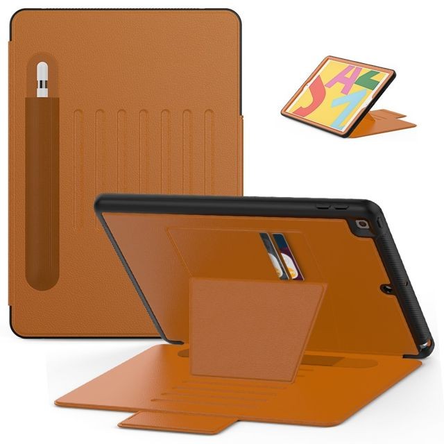 Generic - Etui en PU + TPU multi-angle magnétique créatif avec support, porte-cartes et porte-stylet marron pour votre Apple iPad 10.2 (2019) Generic  - Housse, étui tablette