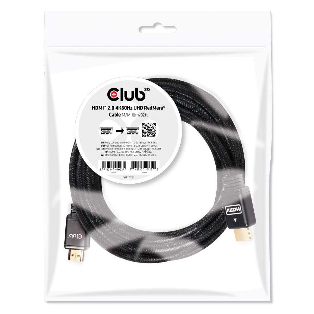 Club 3D CLUB3D HDMI 2.0 4K60Hz RedMere cable 10m/32.8ft