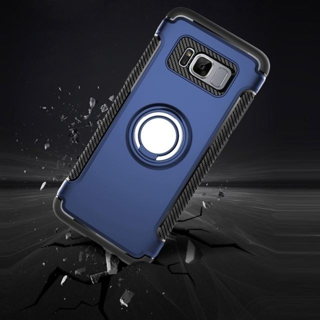 Coque, étui smartphone Coque renforcée bleu pour Samsung Galaxy S8 + / G9550 Anneau de Téléphone Armure TPU + PC 360 Degrés de Rotation Magnétique Stent Combinaison Cas