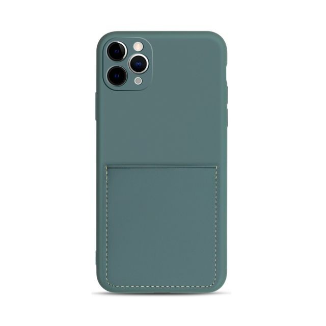Generic - Coque en silicone souple avec porte-carte vert foncé pour votre Apple iPhone 11 Pro 5.8 pouces - Coque iPhone 11 Pro Accessoires et consommables