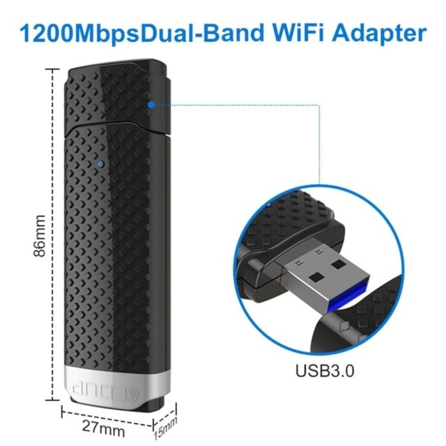 Carte réseau Carte Réseau Wifi 1200 Mbps Haut débit USB 3.0 WiFi Ethernet