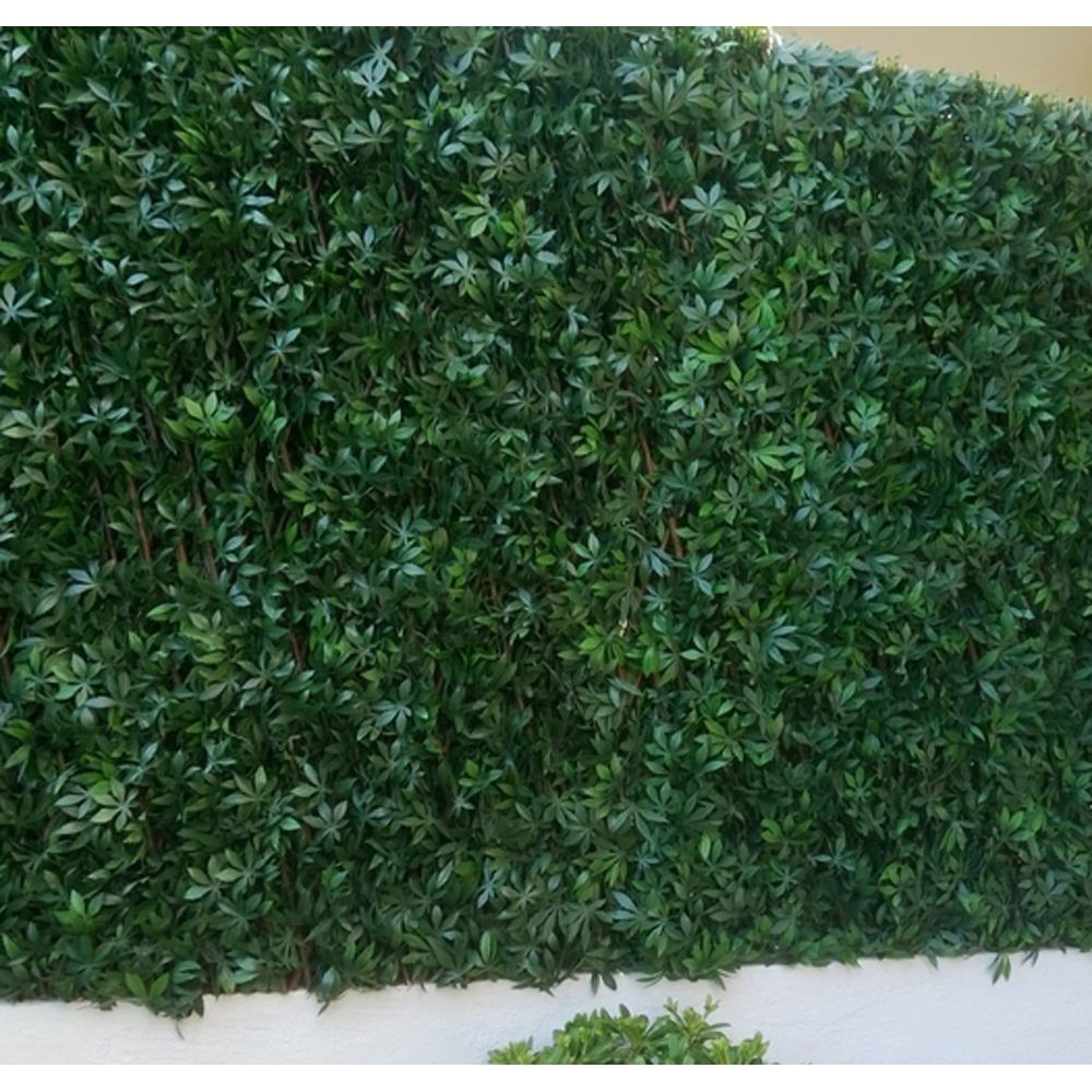 Pegane Brise-vue treillis en feuilles vigne vierge verte en PVC - Dim : 1,00m x 2m