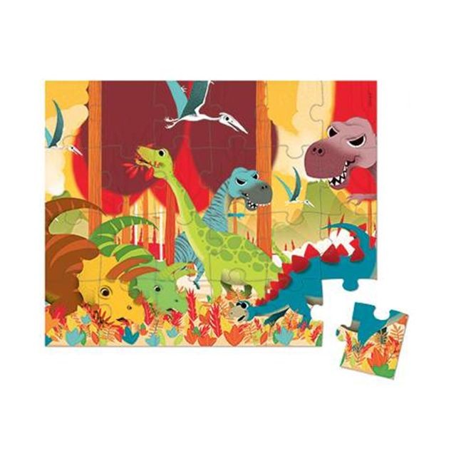 Janod Valisette ronde : puzzle dinosaures 24 pièces