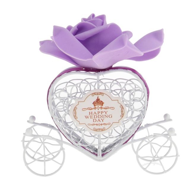 marque generique - joyeux jour de mariage amour coeur chariot bonbons cadeau boîte de mariage décor de fête violet - Deco mariage violet
