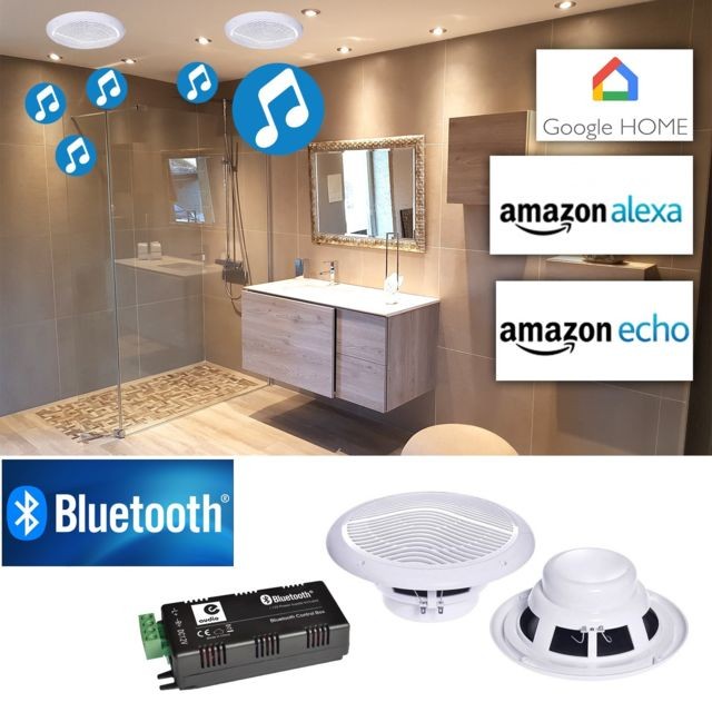 E-Audio - Paire d'haut-parleurs Marins Résitants à l'humidité E-AUDIO B300C avec Amplificateur 30W Google Home Bluetooth Amazon Alexa Echo - Audio amplifier