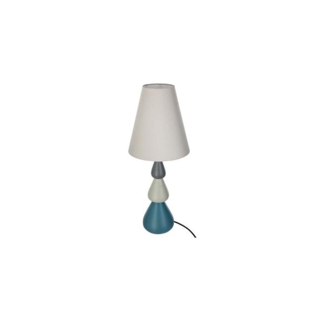 marque generique - Lampe avec pied en forme de gouttes - D 23,8 x H 57 cm - Grès - Bleu - Lampes à poser marque generique