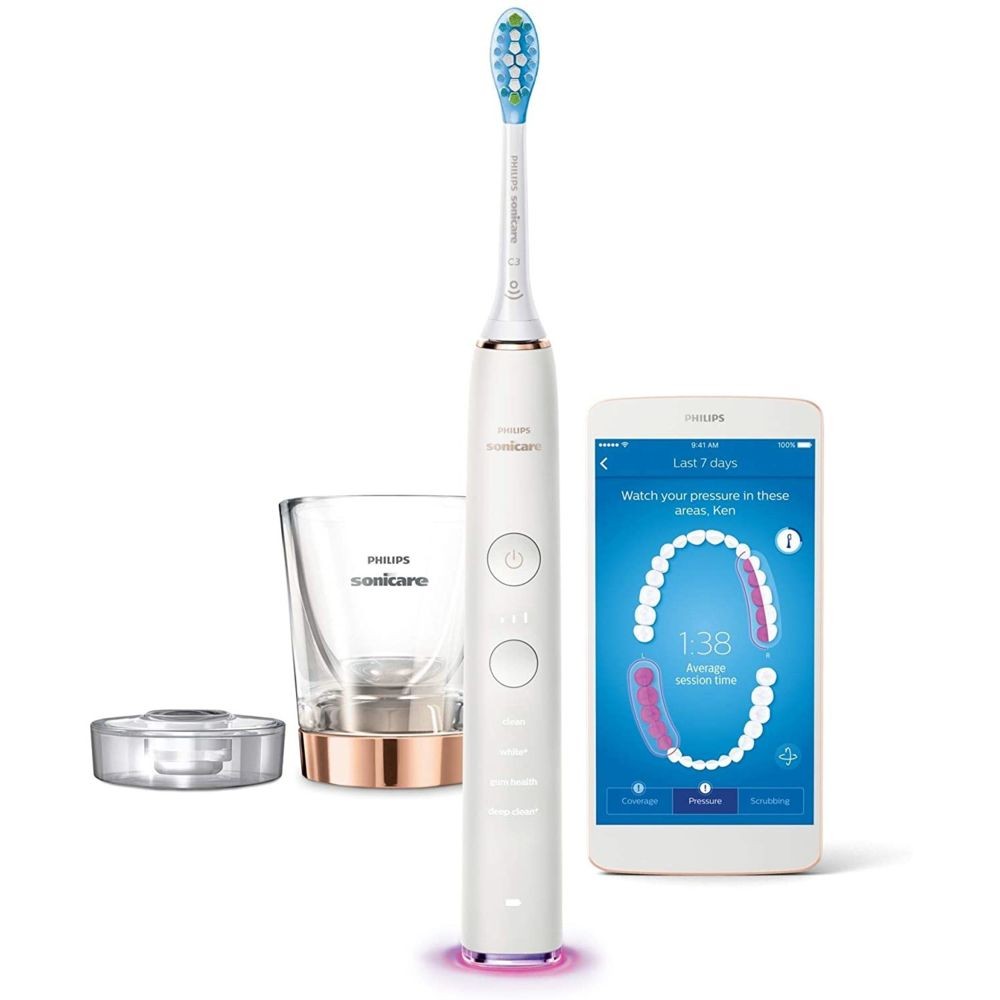 Philips brosse à dents électrique rechargeable Diamond Clean Smart blanc rose or