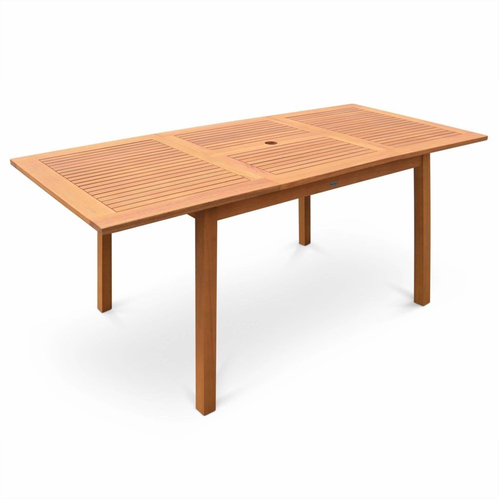 Alice'S Garden Table de jardin en bois 120-180cm - Almeria - Table rectangulaire avec allonge eucalyptus FSC