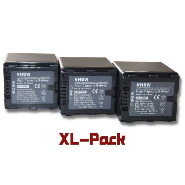 Vhbw - 3 batteries 2200mAh pour caméscope remplace Panasonic VW-VBN260, VW-VBN260E, VW-VBN260E-K, VW-VBN130, VW-VBN130E, VW-VBN130E-K Vhbw  - Accessoire Photo et Vidéo