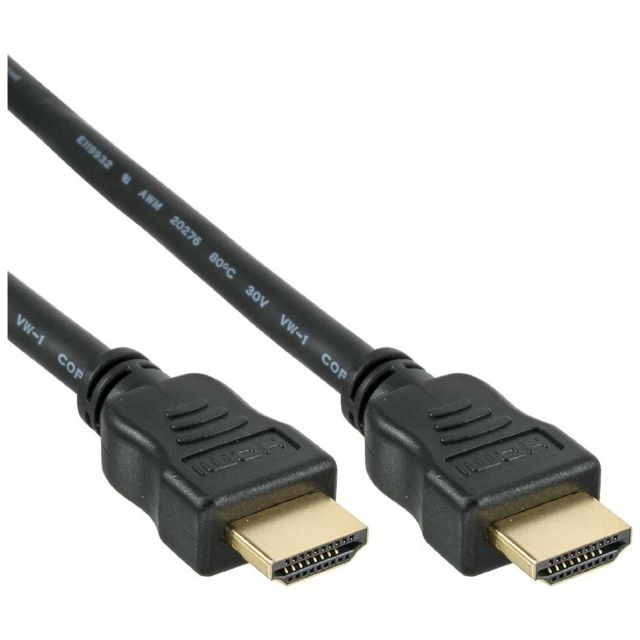 Câble HDMI Inline Câble haute vitesse InLine® HDMI avec Ethernet mâle à mâle plaqué or noir 0,3 m