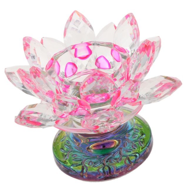marque generique - 7 couleurs bouddhiste cristal lumière de thé en verre lumière de fleur de lotus rose marque generique  - Bougeoirs, chandeliers E-rose gold