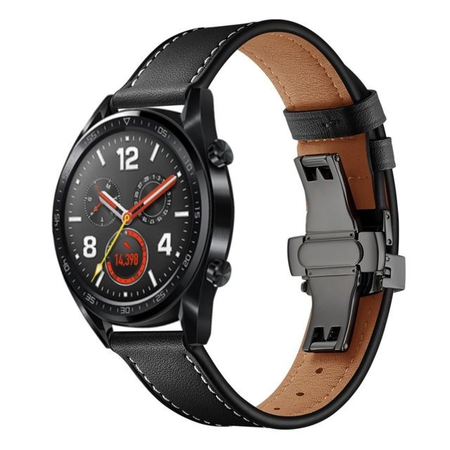 marque generique - Bracelet en cuir véritable haute qualité noir noir pour votre Huawei Watch GT/Watch 2/Watch Magic marque generique  - marque generique