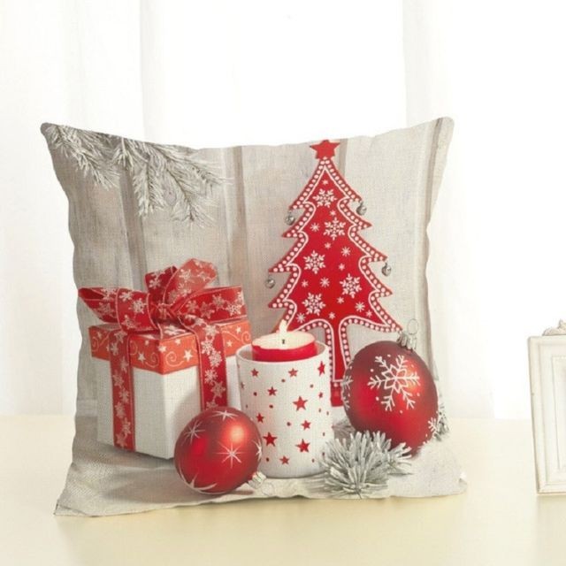 Wewoo - Décoration de Noël Coussin Home Office en coton et lin avec oreillertaille 45x45cm cadeau rouge et blanc Wewoo  - Décorations de Noël Wewoo