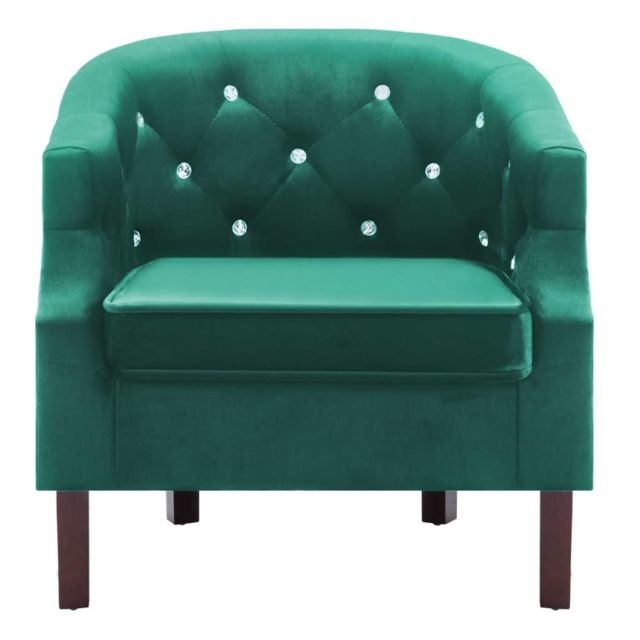 Vidaxl Fauteuil avec revêtement en velours 65 x 64 x 65 cm Vert - Fauteuils - Fauteuils club, fauteuils inclinables et chauffeuses lits | Vert | Vert