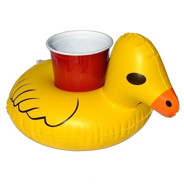 Wewoo Bouée porte gobelet jaune Porte-boissons flottant en forme de canard gonflable, taille gonflée: environ 23 x 19cm